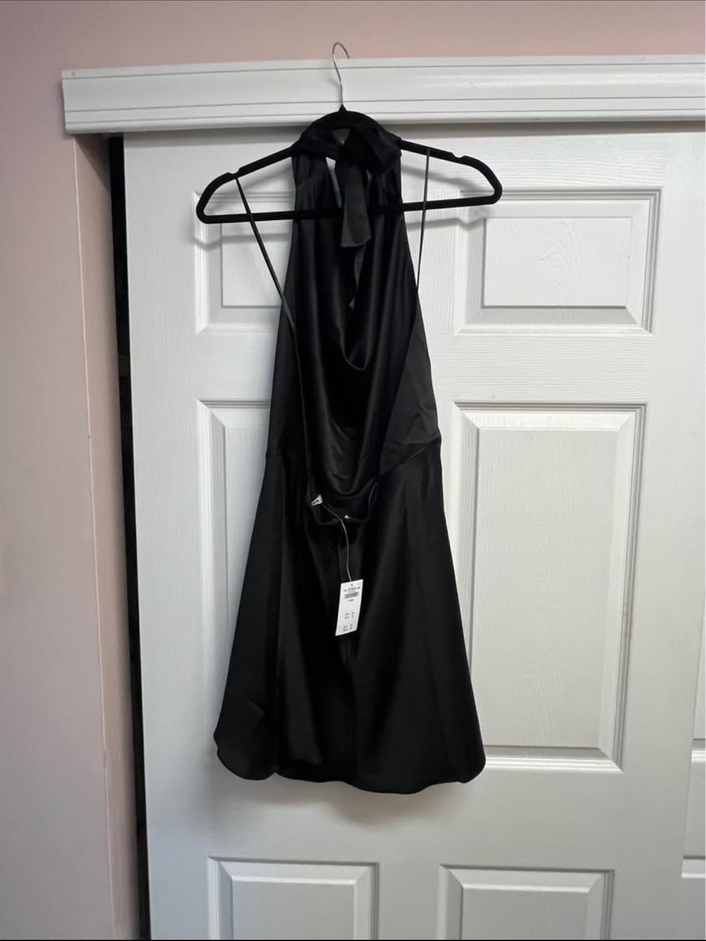 Abercrombie & Fitch Black Strapless Satin Halter Dress NWT - Picture 2 of 2